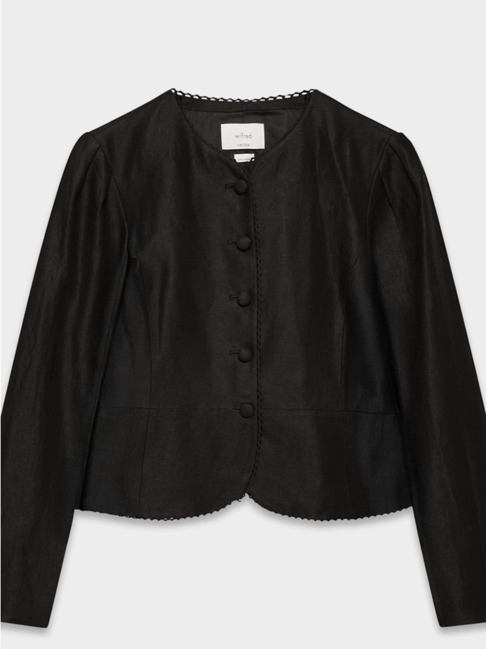 Wilfred Black Scallop-Trim Round Neck Jacket